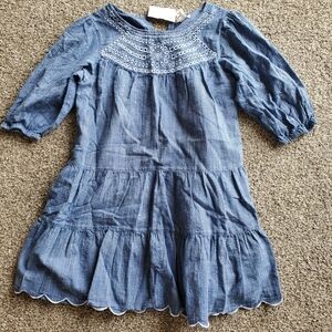 Cat & Jack Blue Embroidered Tiered Dress